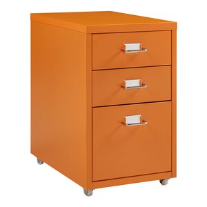 Caisson de bureau armoire meuble de rangement à roulettes acier 48 x 28 x 41 cm orange 03_0009121