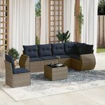 vidaXL Salon de jardin 7 Pièces avec coussins gris résine tressée