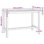 vidaXL Table de bar Naturel 150 x 75 x 105 cm Bois de teck massif