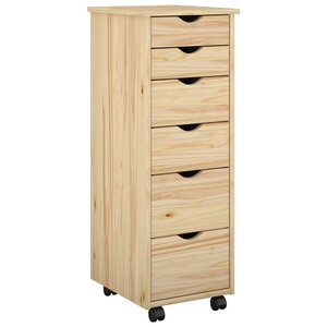 vidaXL Cabinet roulant 34 x 39 x 93 5 cm Bois de Pin Massif Marron
