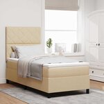 vidaXL Lit à ressorts avec matelas Crème 90 x 190 cm tissu