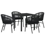 vidaXL Ensemble de salle à manger de jardin 5 pièces - Rattan poly noir