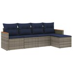 vidaXL Salon de jardin 5 Pièces avec coussins gris résine tressée