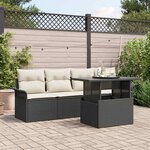 vidaXL Ensemble de canapé de jardin avec coussin 5 Pièces Noir Poly rotin