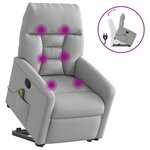 vidaXL Fauteuil de massage inclinable gris nuage tissu