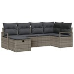 vidaXL Ensemble de canapé de jardin avec coussin 6 Pièces Gris Poly rotin
