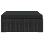 vidaXL Repose-pied sectionnel 1 pc avec coussin Résine tressée Noir