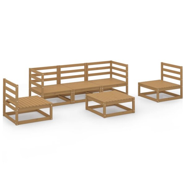 vidaXL Salon de jardin 6 Pièces marron miel bois de pin massif