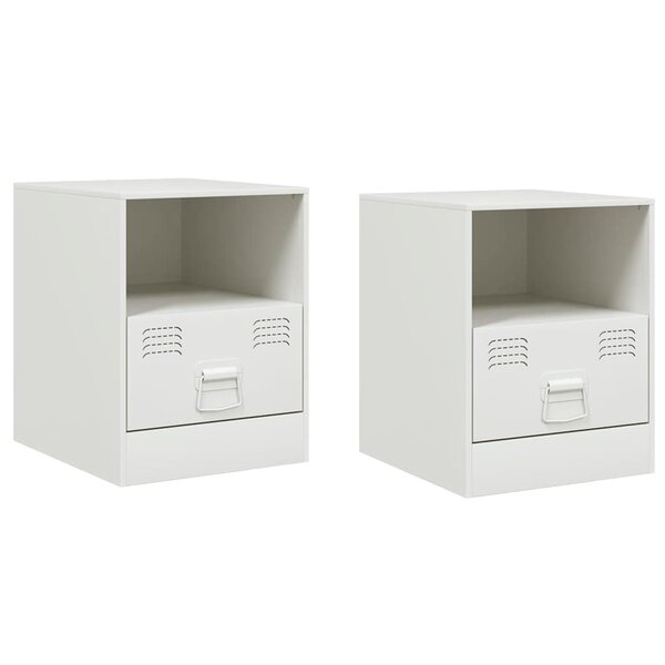 vidaXL Tables de chevet 2 Pièces blanc 34 5x39x44 cm acier