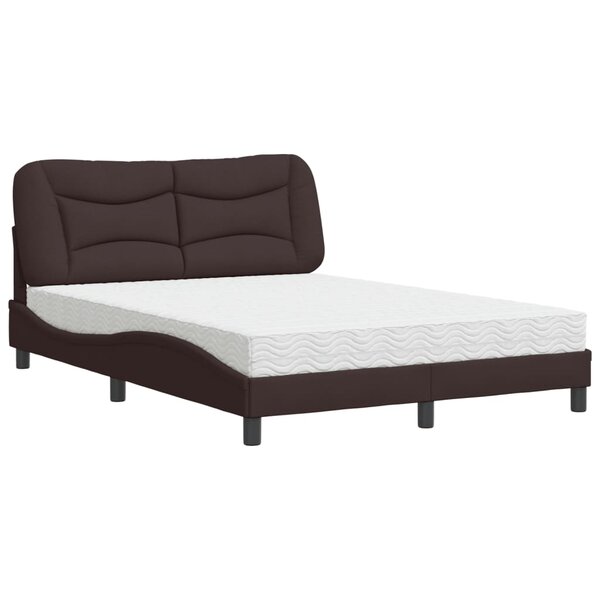 vidaXL Lit avec matelas marron foncé 120x200 cm tissu