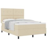 vidaXL Lit à ressorts avec tête de lit Crème 140 x 190 cm tissu