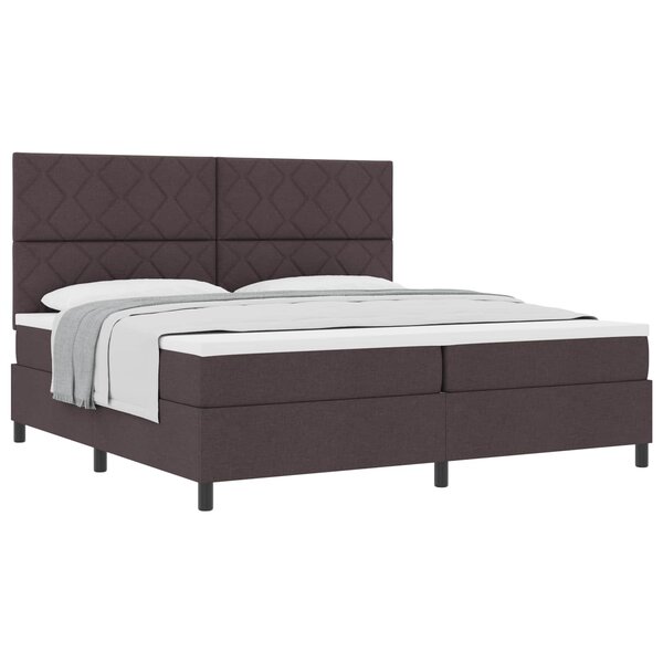 vidaXL Lit à ressorts avec tête de lit Marron foncé 200 x 200 cm tissu