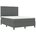 vidaXL Lit à ressort avec matelas gris foncé 160x200 cm en tissu