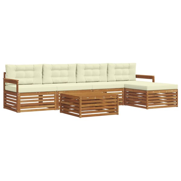 vidaXL Ensemble de canapés d'extérieur 6 pc Naturel et Crème