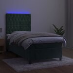 vidaXL Sommier à lattes de lit et matelas et LED Vert foncé 90x200 cm