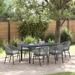 vidaXL Ensemble de salle à manger pour jardin 7 Pièces Gris Poly rotin