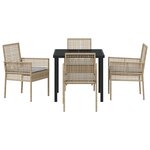 vidaXL Ensemble de salle à manger pour jardin 5 Pièces Beige Poly rotin