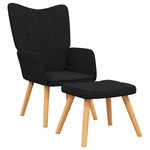vidaXL Chaise de relaxation avec tabouret Noir Tissu