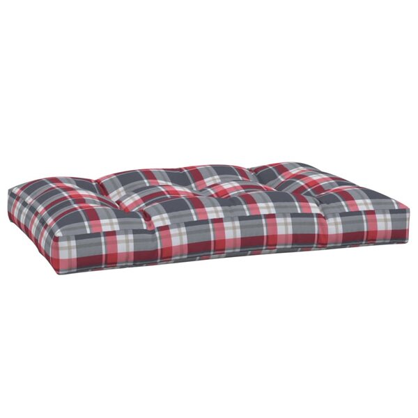 vidaXL Coussin de palette motif à carreaux rouge 120x80x12 cm tissu