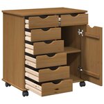 vidaXL Cabinet roulant avec roue Marron miel 63 5 x 39 x 65 5 cm