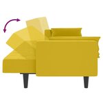 vidaXL Canapé-lit à 2 places avec deux oreillers Jaune Velours