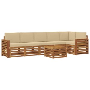 vidaXL Ensemble de canapé d'angle avec coussin 7 Pièces Naturel et Beige