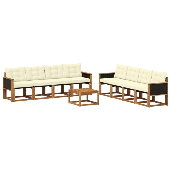 vidaXL Ensemble de canapés d'extérieur 9 pc Naturel et Crème