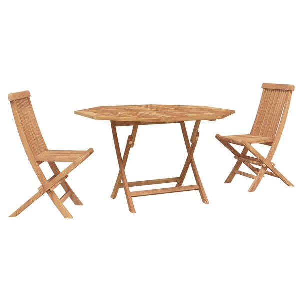 vidaXL Ensemble bistro de jardin 3 Pièces Marron Teck massif