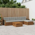 vidaXL Ensemble de canapés d'extérieur 6 Pièces Naturel et gris clair