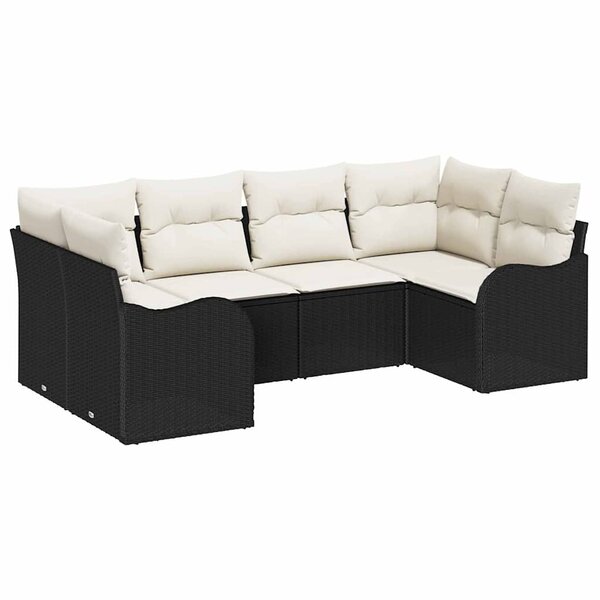 vidaXL Ensemble de canapé de jardin 6 Pièces Noir et blanc Poly rotin