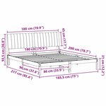 vidaXL Cadre de lit Gris clair 180 x 200 cm Pin massif