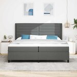 vidaXL Lit à ressort LED avec matelas Gris foncé 200 x 200 cm tissu