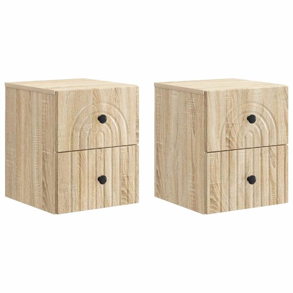 vidaXL Cabinet de chevet mural 2 Pièces Chêne Sonoma 33 x 34 5 x 40 cm