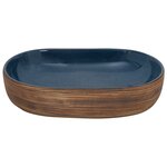 vidaXL Vasque à poser marron et bleu ovale 59x40x14 cm céramique