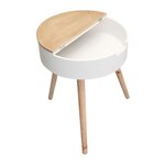 Table d'appoint ronde coffre intégré blanc