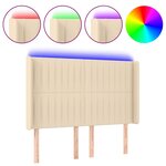 vidaXL Tête de lit à LED Crème 147x16x118/128 cm Tissu
