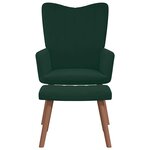 vidaXL Chaise de relaxation avec repose-pied Vert foncé Velours
