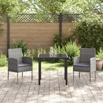 vidaXL Ensemble de salle à manger de jardin 3 pièces avec coussins gris rattan poly
