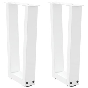 vidaXL Pieds de table basse en forme de V  2 pièces  blanc  28 x (42-43 3) cm  acier
