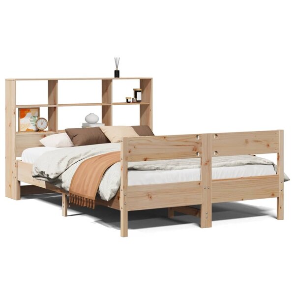 vidaXL Lit bibliothèque sans matelas 135x190 cm bois de pin massif