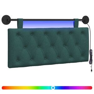 vidaXL Tête de lit suspendue Avec lumière LED Vert foncé Tissu