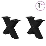 vidaXL Pieds de table basse en forme de X  2 pièces  noir  50 x (30-31) cm  acier