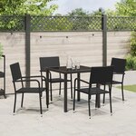 vidaXL Ensemble de jardin de 5 pièces Noir Poly Rattan