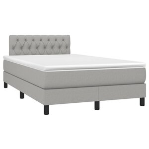 vidaXL Sommier à lattes de lit et matelas gris clair 120x190 cm tissu
