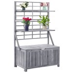 vidaXL Boîte de rangement avec treillis Gris 99x55x160cm Acacia solide