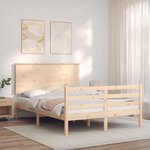 vidaXL Cadre de lit avec tête de lit 140x190 cm bois massif