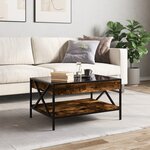vidaXL Table basse avec LED Infinity chêne fumé 70x50x38 cm