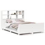 vidaXL Lit bibliothèque sans matelas blanc 140x190 cm bois massif