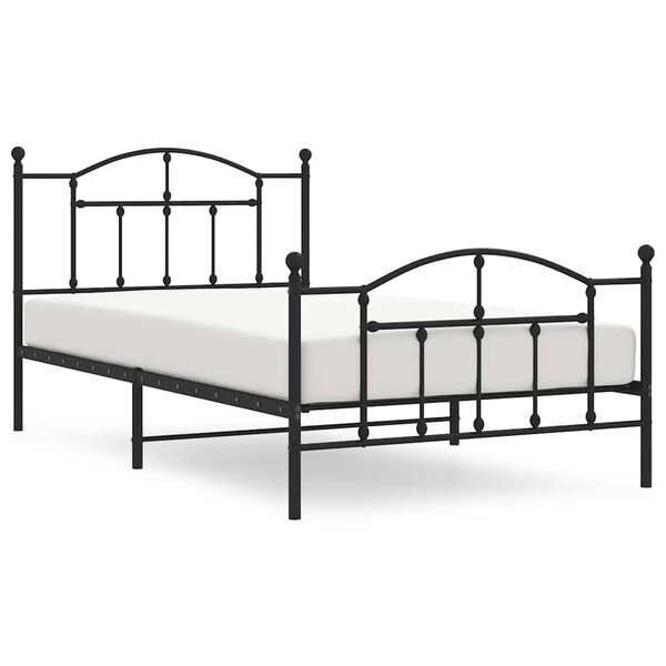 vidaXL Cadre de lit métal sans matelas et pied de lit noir 100x200 cm
