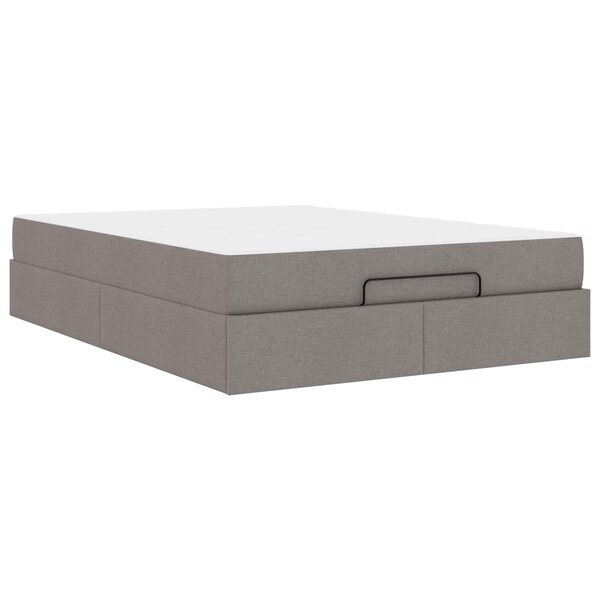 vidaXL Cadre de lit avec matelas avec matelas 2 Pièces Taupe tissu